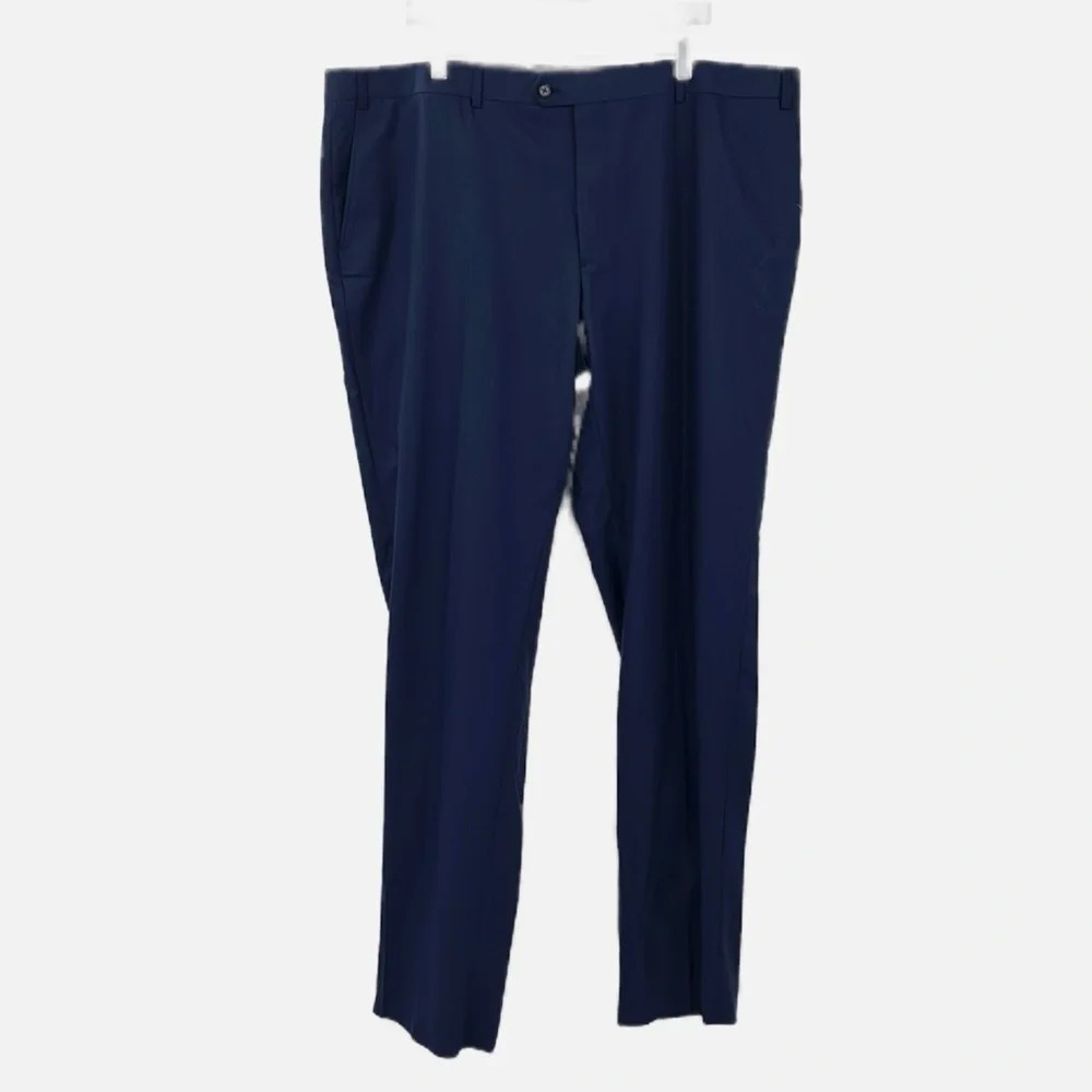 The Savile Row Strand Flat Front Unhemmed Dress Pants in Blue - NWOT - Size 46R